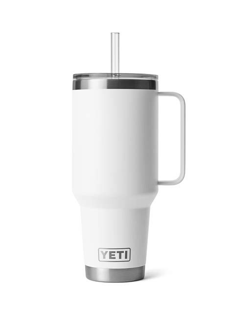 White Yeti Rambler 42 Oz Mug With Straw Lid