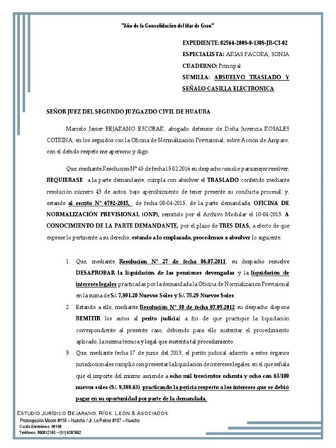 Modelo De Escrito De Solicitud De Pago Onp Demanda Judicial Ley Procesal