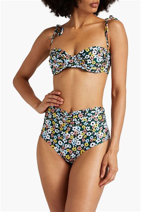 Agua By Agua Bendita Cuba La Fania Marino Floral Print Bikini Top