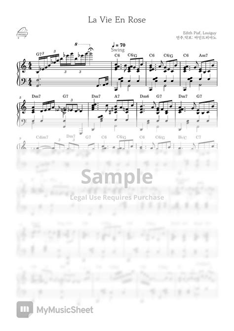 Jazzpiano Swing Ver La Vie En Rose Sheets By Mindpiano