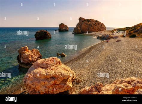 Aphrodite Beach at sunset, Paphos. Cyprus Stock Photo - Alamy