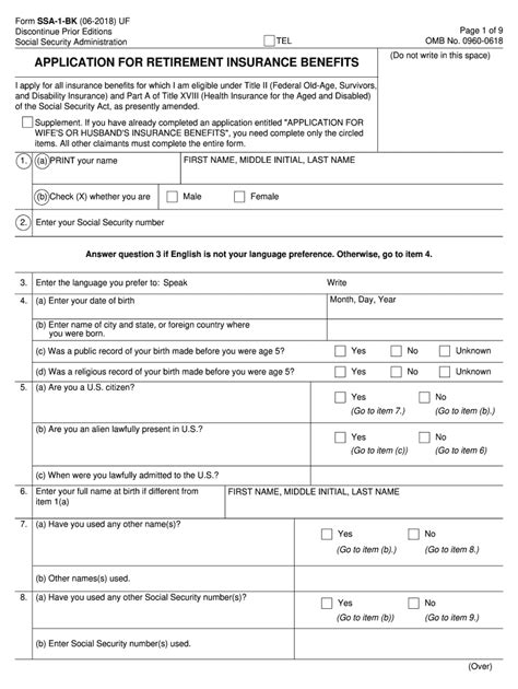 2018 Form Ssa 1 Bk Fill Online Printable Fillable Blank Pdffiller