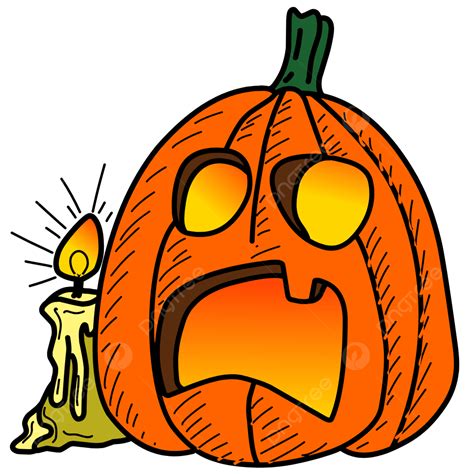 Halloween Hand Drawn Doodle Pumpkin And Candle Sticker Vector Artwork