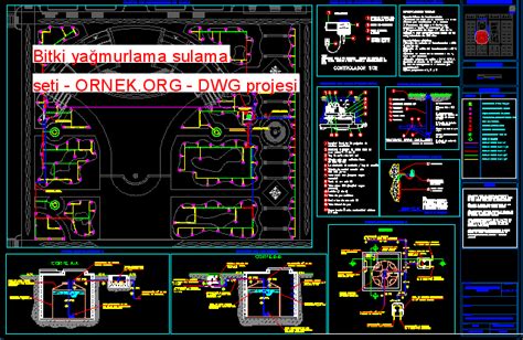 Proje Sitesi Bitki yağmurlama sulama seti Autocad Projesi