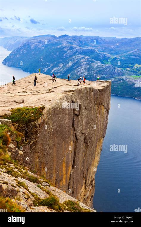 Cliff Preikestolen In Fjord Lysefjord Norway Stock Photo Alamy