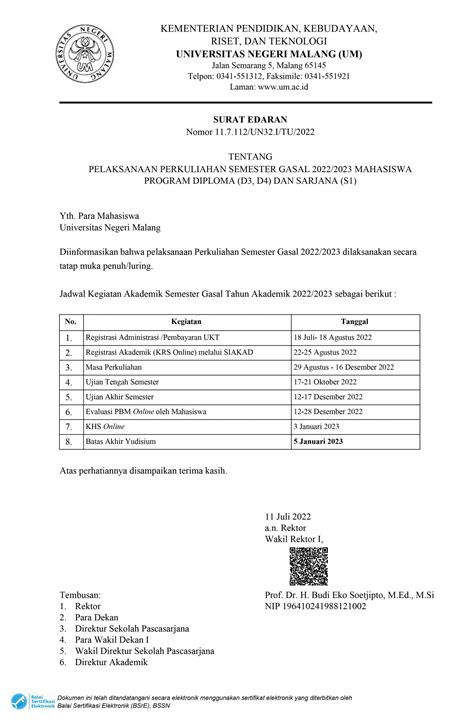 Pelaksanaan Perkuliahan Semester Gasal 20222023 Untuk Mahasiswa Program Diploma D3 D4 Dan