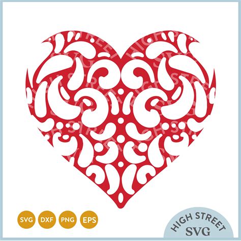 Flourish Heart Svg Flourish Svg Files Valentines Day Decor Etsy Uk