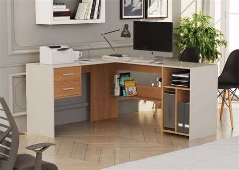 Escrivaninha Em L Para Quarto - ESCRIVANINHA PARA ESCRITÓRIO QUARTO EM L CLASSICA RETRÔ OFF WHITE COM ...