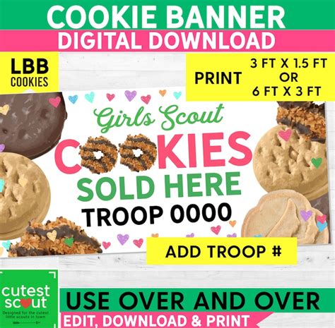 Girl Scout Cookies Sold Here Custom Banner 6ft X 3ft Digital Etsy