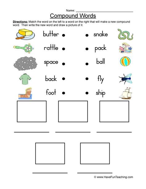 Compound Word Worksheets For 1st Grade