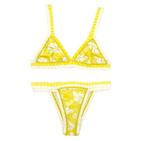 Women Yellow Velvet Bikini Sexy Crochet Swimwear String Micro Bikinis Set Triangle Bathing Suit