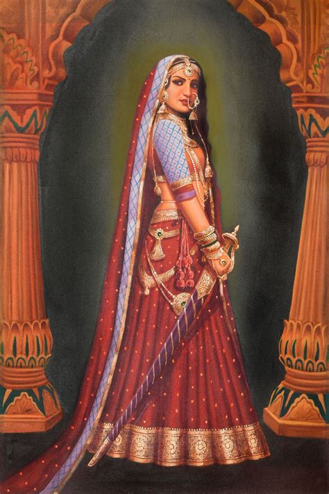 Lady with a Sword | Oil Painting on Canvas | Exotic India Art