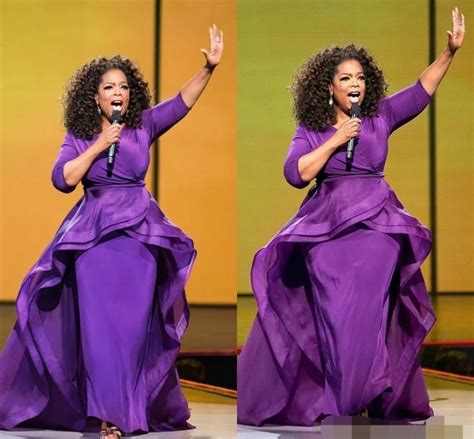 Elegant Oprah Winfrey Celebrity Evening Dress Over Skirt Middle East Dubai Arabic Style Purple