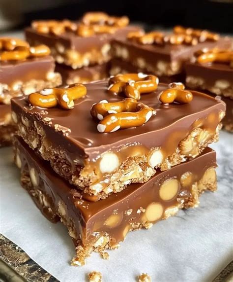 No Bake Caramel Pretzel Crack Bars Homemade Recipes