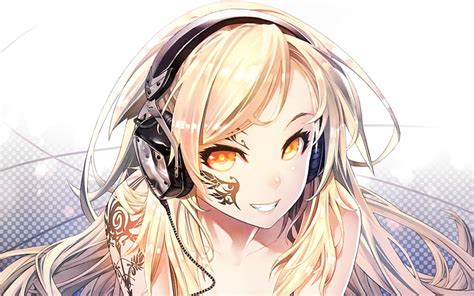 Hd Wallpaper Anime Anime Girls Blonde Headphones Long Hair