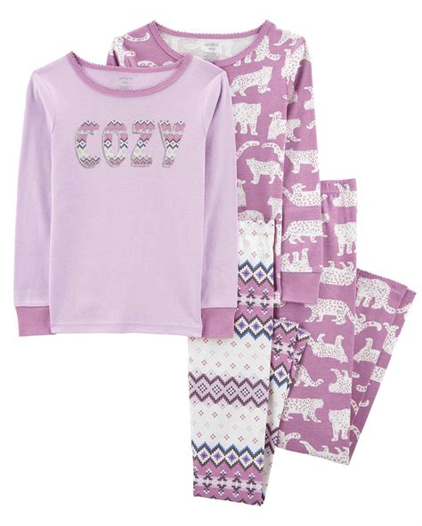 Pijama longo infantil 4 peças cozy lilás Carter s Carter s Oficial