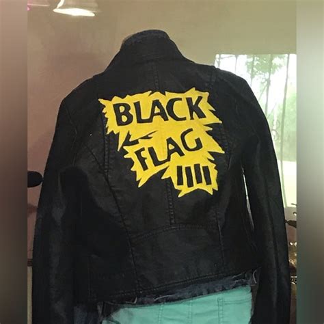 Express Jackets Coats Sex Objects Revamped Black Flag Black Jacket Poshmark