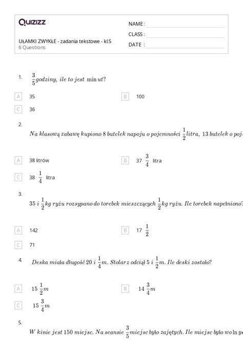 Ponad 50 Zadania Tekstowe Z Geometrii Arkuszy Roboczych Dla Klasa 5 W