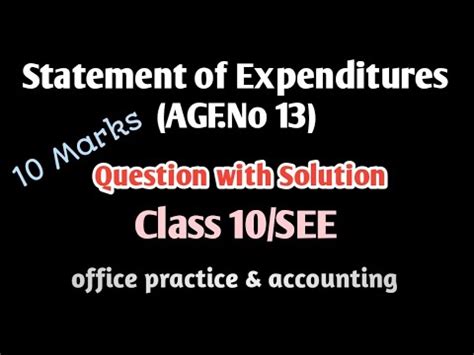 Statement Of Expenditures AGF No 13 Class 10 Monthly Statement Of