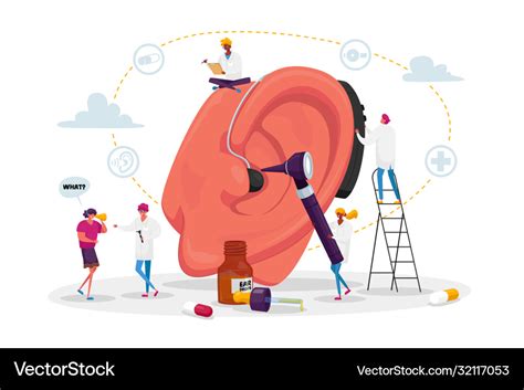 Deafness Concept Deaf People With Hear Problems Vector Image