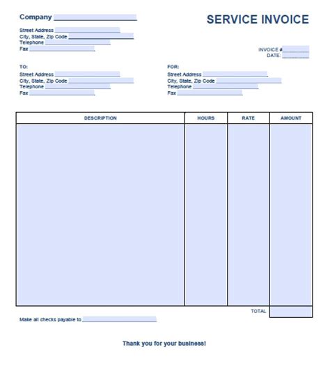 Free Service Invoice Template Excel Pdf Word Doc Intended For