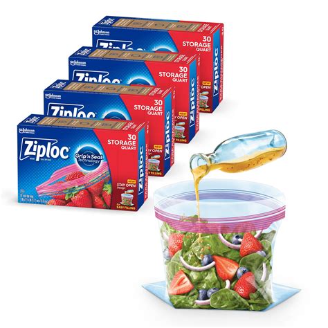 Ziploc Quart Food Storage Bags New Stay Open Design With Stand Up Bottom Easy To Fill 30