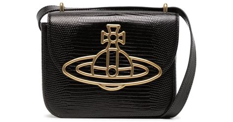 Vivienne Westwood Linda Orb Plaque Leather Crossbody Bag In Black Lyst