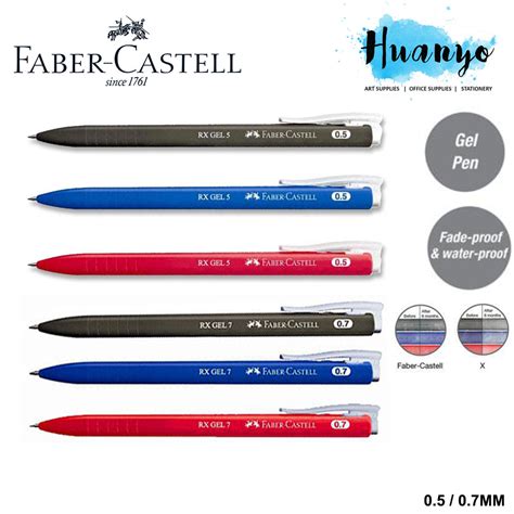 Faber Castell Retractable Rx Gel Pen Mm Mm Black Blue Red