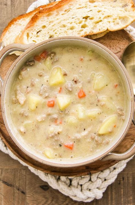 Easy Creamy Potato Hamburger Soup A Pretty Life In The Suburbs