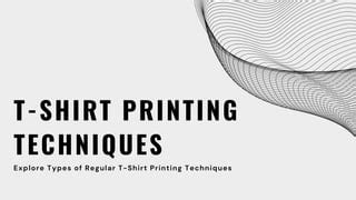 T Shirt Printing Techniques Pdf