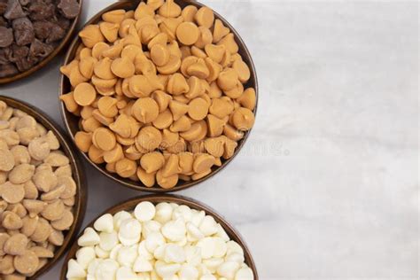 Various Types And Flavors Of Baking Chips Stock Photo Image Of