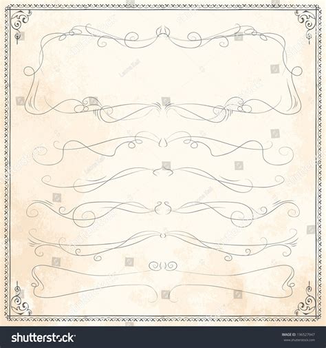 Set Vintage Vector Dividers Hand Drawn Stock Vector (Royalty Free ...