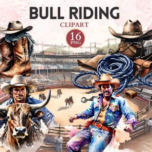 Bull Riding Clipart, Rodeo Clipart, Cowboy Vector, Bull Design, Western, Rodeo Graphics, Country ...