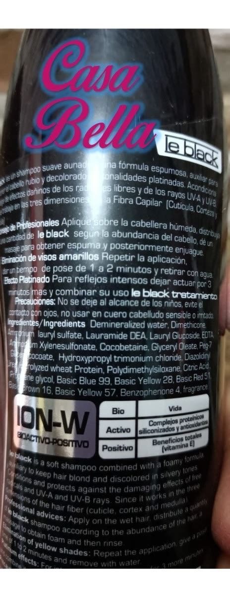 Shampoo Negro Matizador Le Black Sin Sal Ni Parabenos Ml Casabella