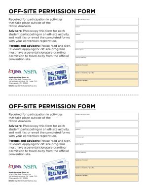 Fillable Online OFFSITE TRIP PERMISSION FORM Fax Email Print PdfFiller