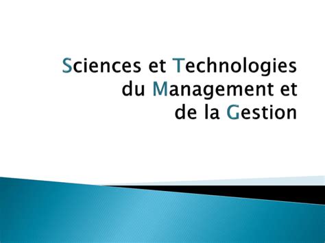 Sciences Et Technologie Du Management Et De La Gestion