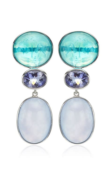 Limited Edition 18K White Gold Green Venetian Glass Cameo Iolite And