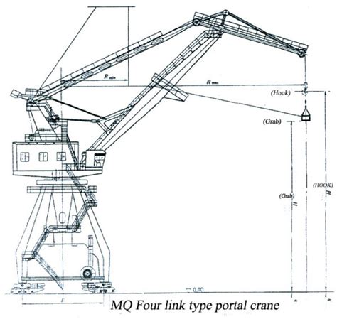 A Drawing Of A Crane With Measurements For The Top And Bottom Parts