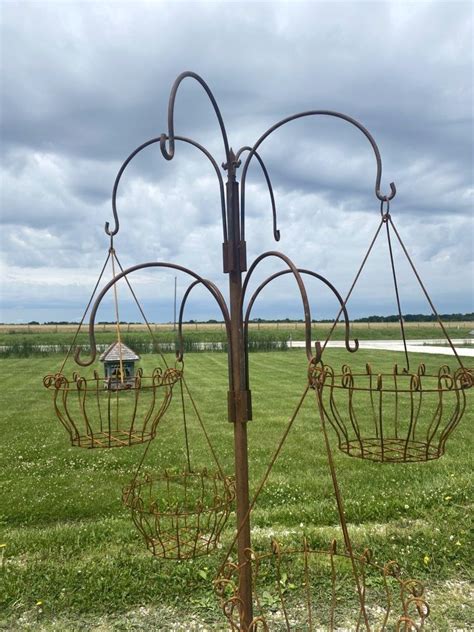 Deluxe 8 Hanging Basket Stand Garden Iron And More