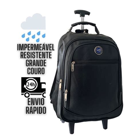 Mochila Executiva Carrinho Rodinha Couro Notebook Shopee Brasil