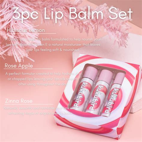 Kukubird 3 Colors Set Moisturising And Hydrating Lip Balm Tinted