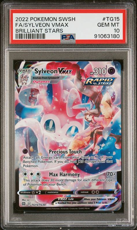 2022 Pokemon Sword And Shield Brilliant Stars Tg15 Fasylveon Vmax Psa 10