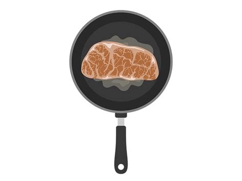 フライパンで、ステーキ肉を焼く人の無料イラスト イラストセンター