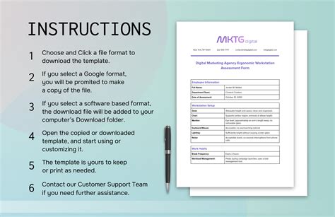 Digital Marketing Agency Ergonomic Workstation Assessment Form Template