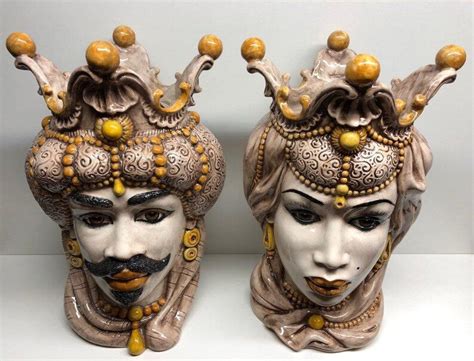 SICILIAN HEADS Dark Brown Emir Ceramics Of Caltagirone Cm H 45 Etsy