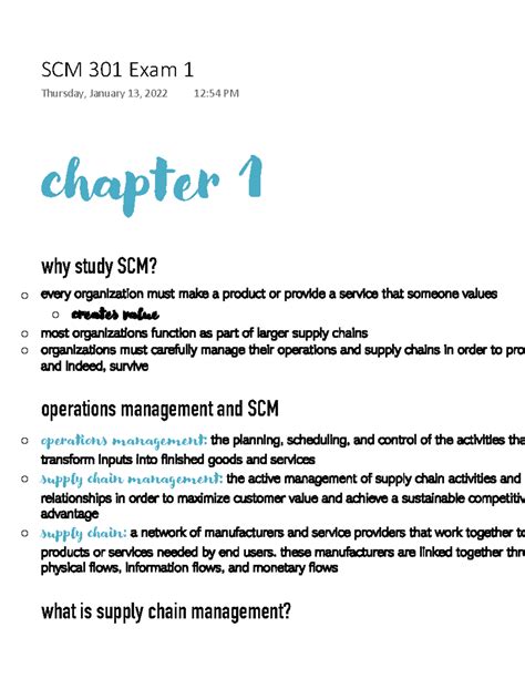 Scm Exam Exam Chapter Why Study Scm Every Organization