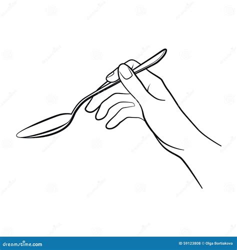 Woman Hand With Spoon Stock Vector Illustration Of Contour