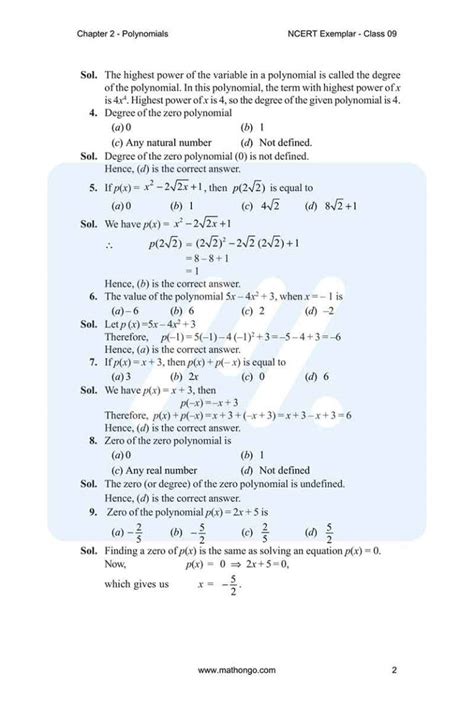 Ncert Exemplar For Class 9 Maths Chapter 2 Mathongo