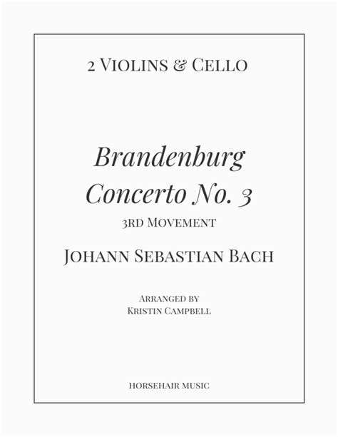 Brandenburg Concerto No Rd Movement Arr Kristin Coleman