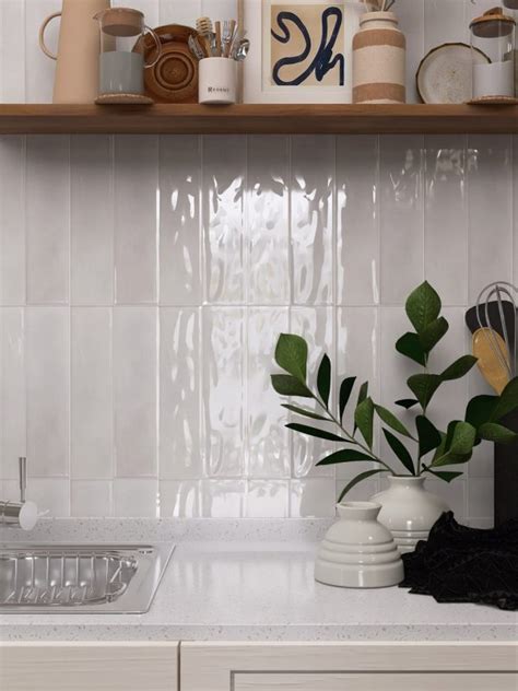 Boutique White Gloss Subway Ripple 75x300mm The Tile Collective